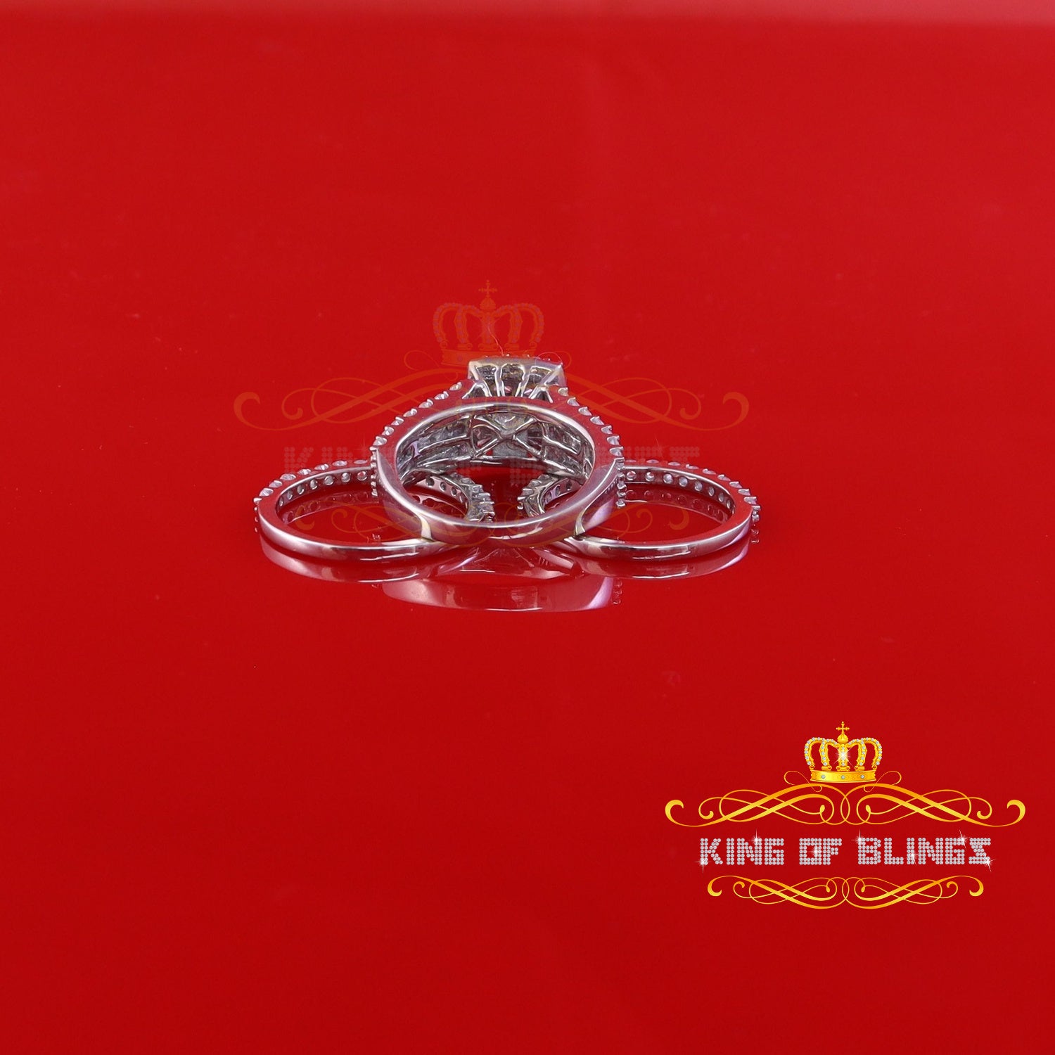 King Of Bling's6.56ct Cubic Zirconia White Sterling Silver Square Engagement Womens Ring Size 8 KING OF BLINGS