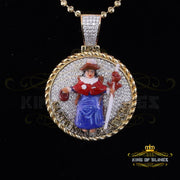 King Of Bling's SANTO NINO DEATOCHA Sterling Silver Yellow Pendant with 3.0ct Genuine Moissanite KING OF BLINGS