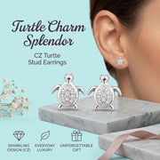 King of Bling's Women's 0.14ct Cubic Zirconia Turtle Stud Earrings White 925 Sterling Silver KING OF BLINGS