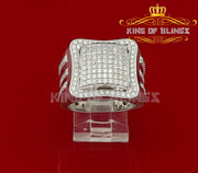 King Of Bling'sWhite Silver Square 3.30ct Cubic Zirconia Men's Adjustable Ring SZ From 9 to 11 KING OF BLINGS