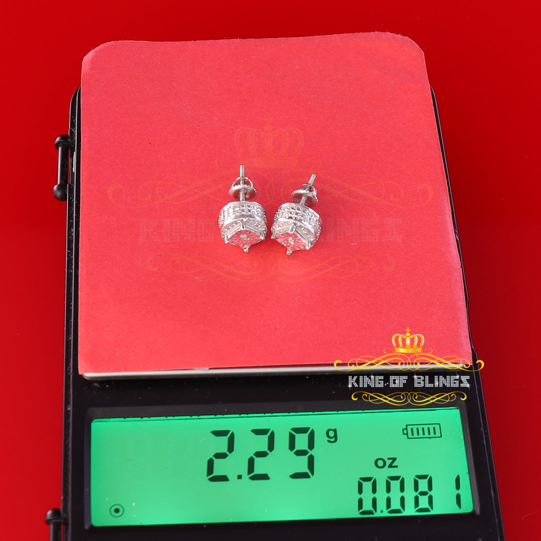 King Of Bling's 0.10ct Diamond 925 Sterling Silver White For Men's/Women's Stud Round Earrings KING OF BLINGS