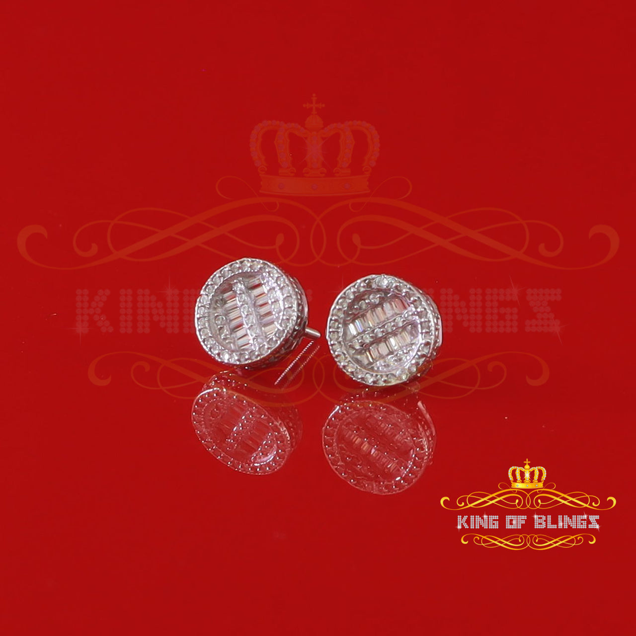 King of Bling's 0.91ct Cubic Zirconia Hip Hop Screw Back White925 Silver Women's & Men's Earring