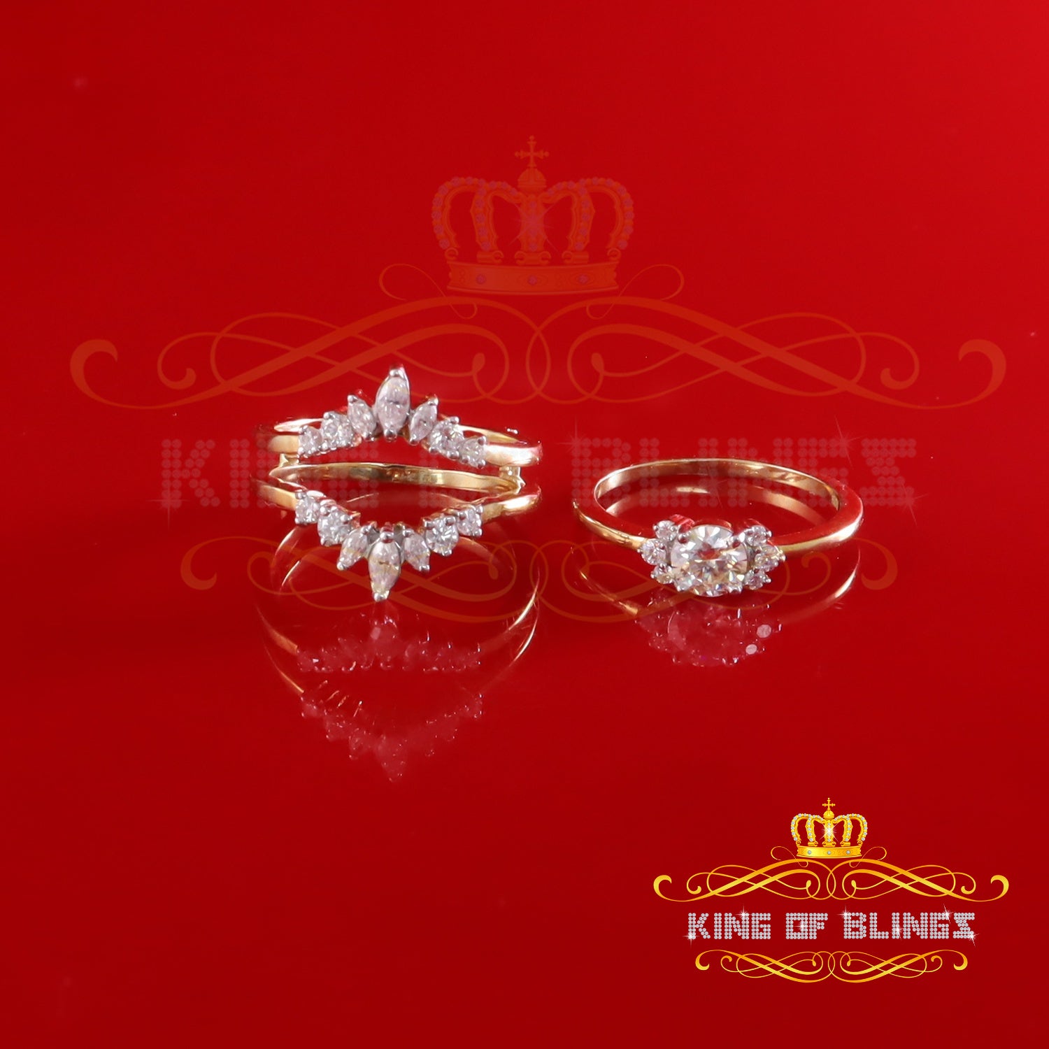 King of Bling's Bridal Womens 925 Sterling Silver Moissanite 1.25ct VVS 'D' Yellow Rings Size 7 King of Blings