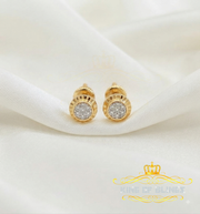 King of Blings-925 Sterling Silver 0.05ct Diamond For Women's Yellow Stud Round style Earrings KING OF BLINGS