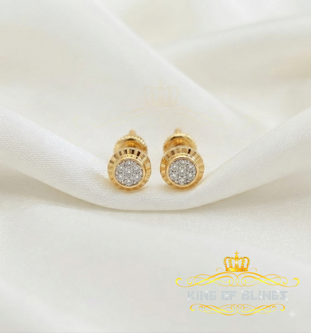 King of Blings-925 Sterling Silver 0.05ct Diamond For Women's Yellow Stud Round style Earrings KING OF BLINGS