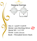 King of Bling's 925 Yellow Sterling Silver 0.83ct Cubic Zirconia Women's Hip Hop Round Earrings KING OF BLINGS