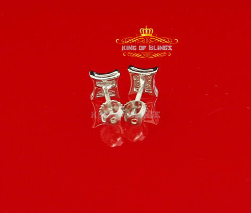 King Of Bling's 0.05ct Diamond 925 Sterling Silver White Stud Women's/ Men's Kite Shape Earrings KING OF BLINGS