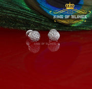 King of Blings- Aretes Para Hombre 925 White Silver 0.64ct Cubic Zirconia Round Women's Earrings KING OF BLINGS