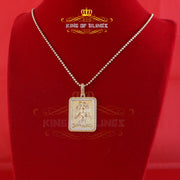 Men's 925 Silver 0.66ct CZ Square SAINT MICHEAL Yellow 1.00 inch 3D Pendant KING OF BLINGS