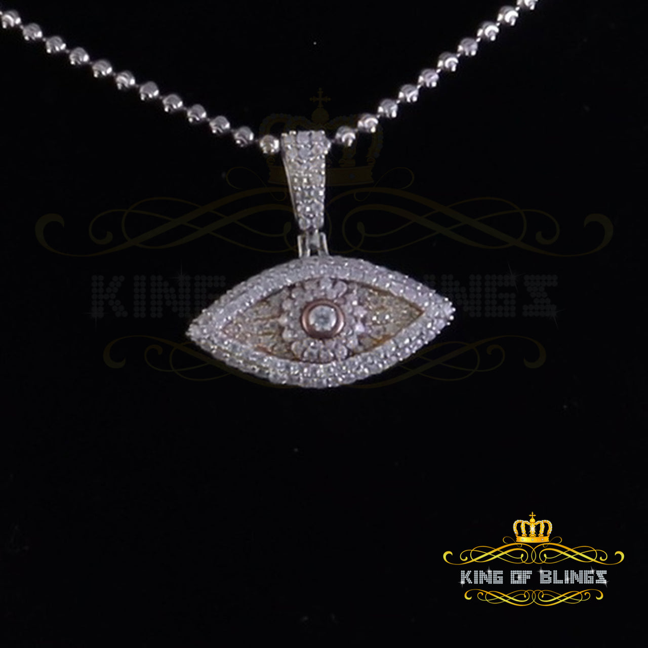 King Of Bling's White Sterling Silver 2.0ct VVS D Moissanite Charm Evil Pendant Men's & Women's KING OF BLINGS