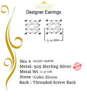 King of Bling's Hip Hop 925 Yellow Silver 0.6ct Cubic Zirconia Women's & Men's Square Earrings KING OF BLINGS