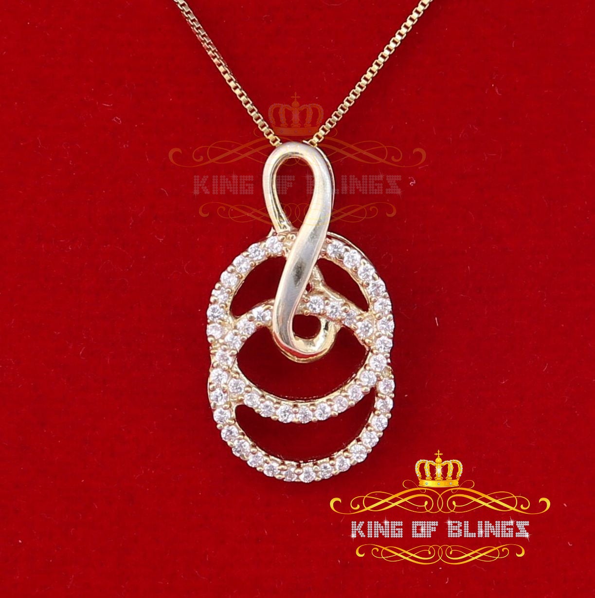 King Of Bling's Fashion Sterling Silver 925 Charm Necklance Yellow Pendant 1.44ct Cubic Zirconia