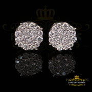 King of Blings- 925 White Sterling Silver 0.96ct Cubic Zirconia Women's Hip Hop Flower Earrings KING OF BLINGS