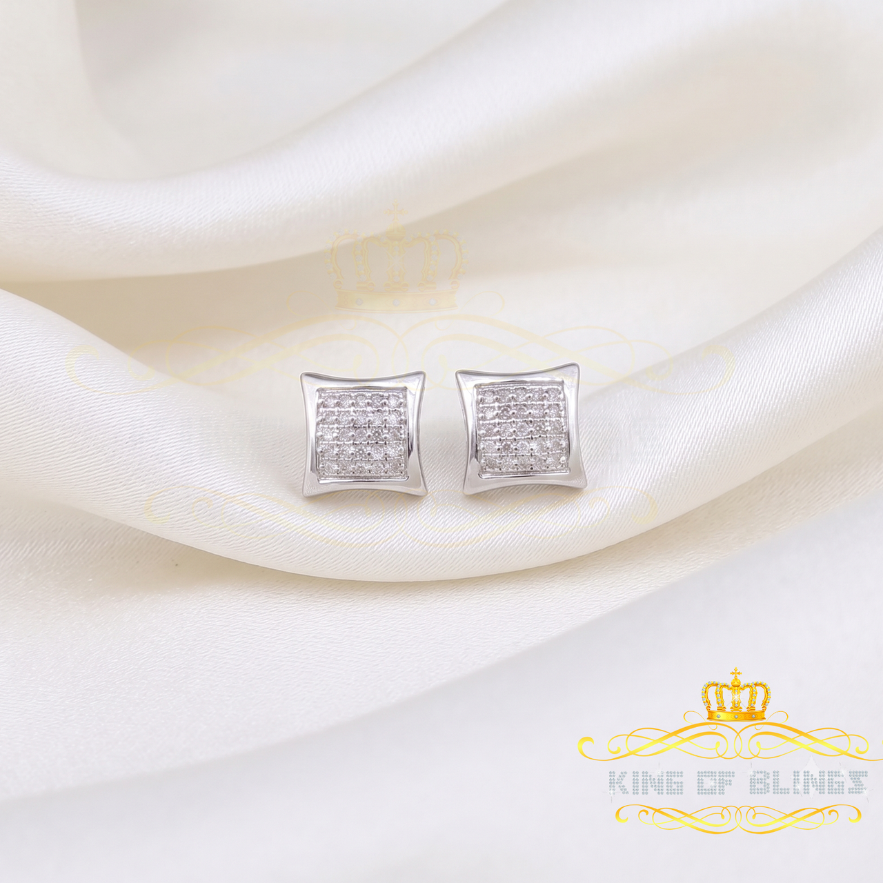 King Of Bling's 925 Sterling Silver 0.15ct Real Diamond Women's & Men's White Kite Stud Earring