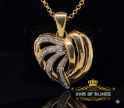 King Of Bling's Real 0.12ct Diamond 925 Sterling Silver HEART Charm Necklace Yellow Pendant KING OF BLINGS