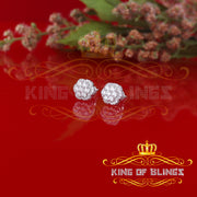 King of Blings- Aretes Para Hombre 925 White Silver Women's 1.22ct Cubic Zirconia Flower Earring KING OF BLINGS