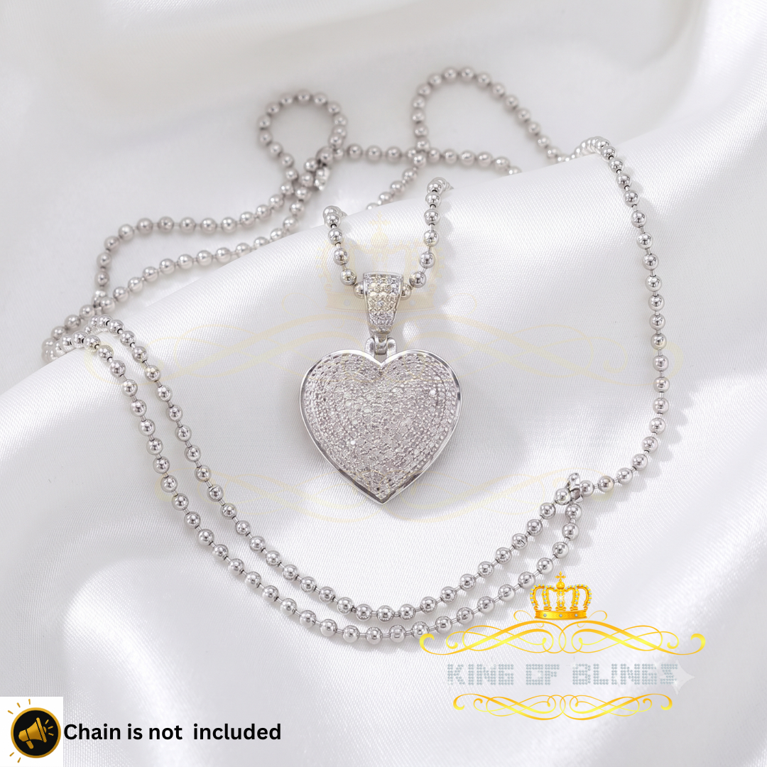 King Of Bling's Real 0.33ct Diamond Sterling Silver HEART Charm Fashion Necklace Pendant White KING OF BLINGS