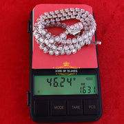 925 Silver White 20ct Moissanite Tennis Men's Necklace size 21.5 inch & Widt 6mm KING OF BLINGS