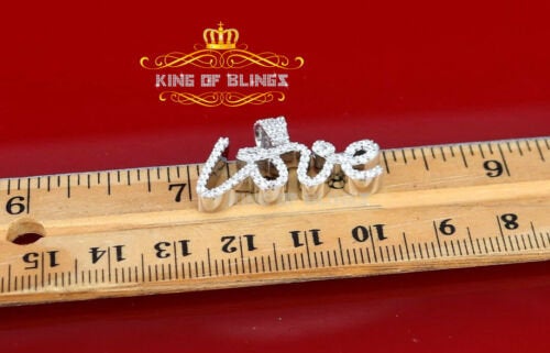 King Of Bling's Fancy 925 White Sterling Silver with LOVE Shape Pendant 1.75ct Cubic Zirconia KING OF BLINGS