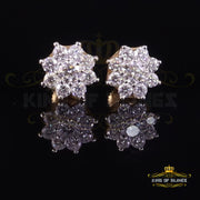 King of Bling's Men's/Womens Yellow Silver 1.00ct VVS 'D' Moissanite Flower Stud Earrings KING OF BLINGS