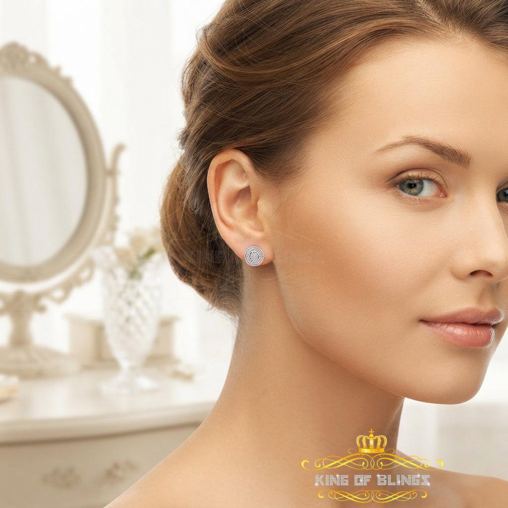 King Of Bling's 0.15ct Diamond 925 Sterling Silver stud White For Men / Women Round Earrings KING OF BLINGS