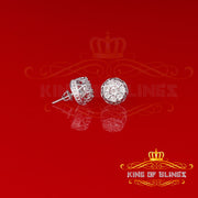 King Of Bling's 925 Sterling Silver White 0.07ct Diamond For Men's & Women's Floral Earrings KING OF BLINGS