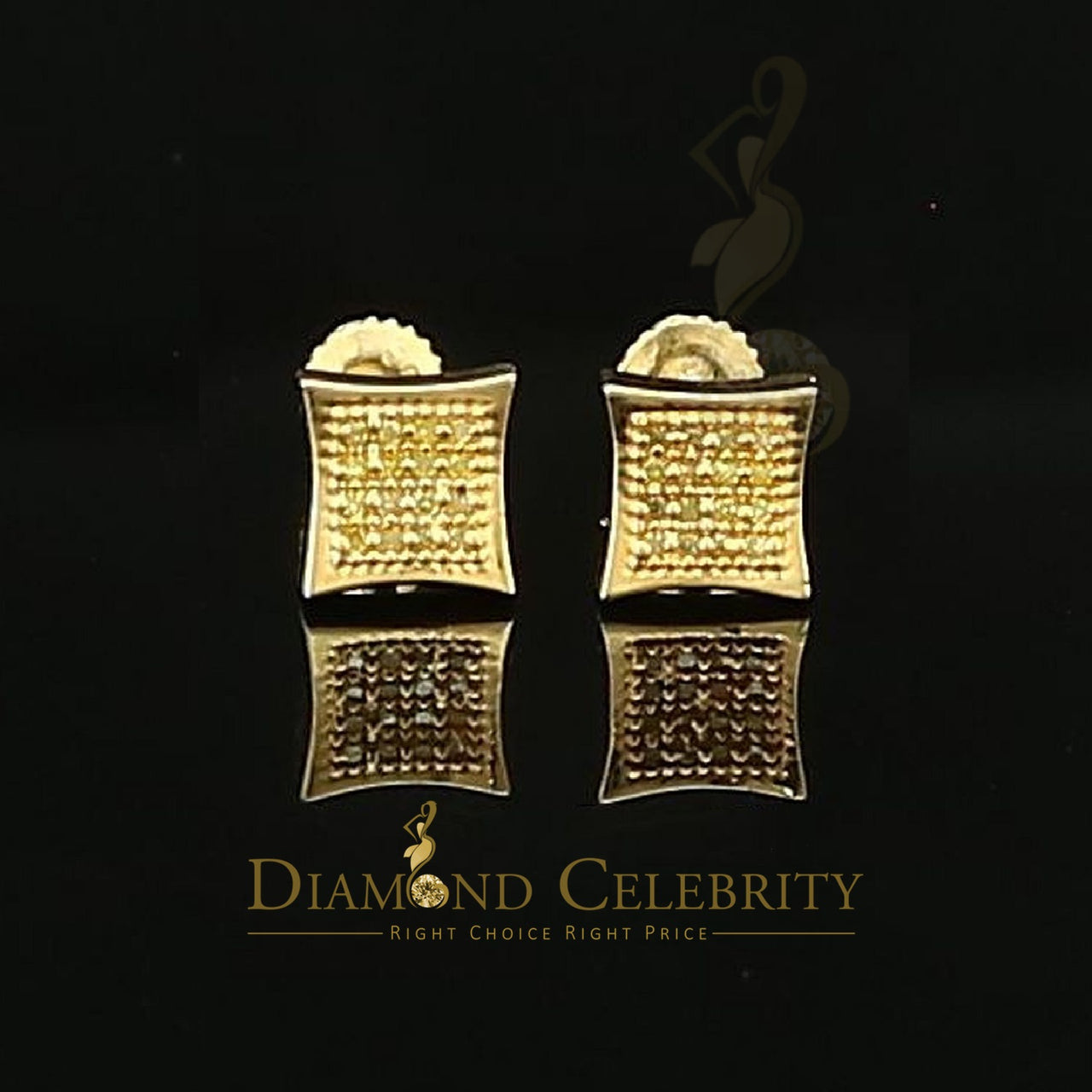 DiamondCelebritees 0.10ct Diamond 925 Sterling Silver Yellow Stud Women's/ Men's kite Charm Earring