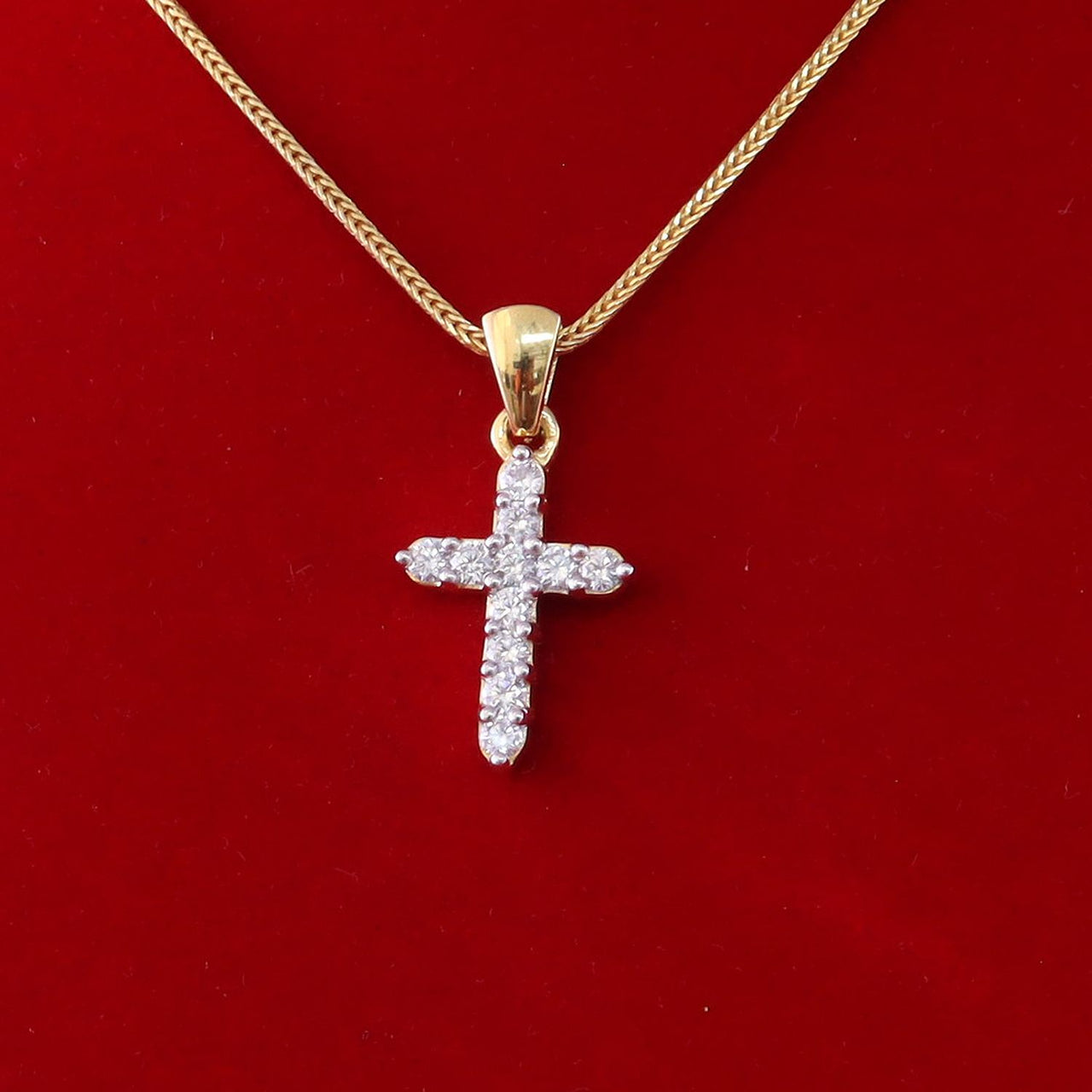 King of Bling's Yellow 925 Sterling Silver Cross Pendant 2.09ct Cubic Zirconia