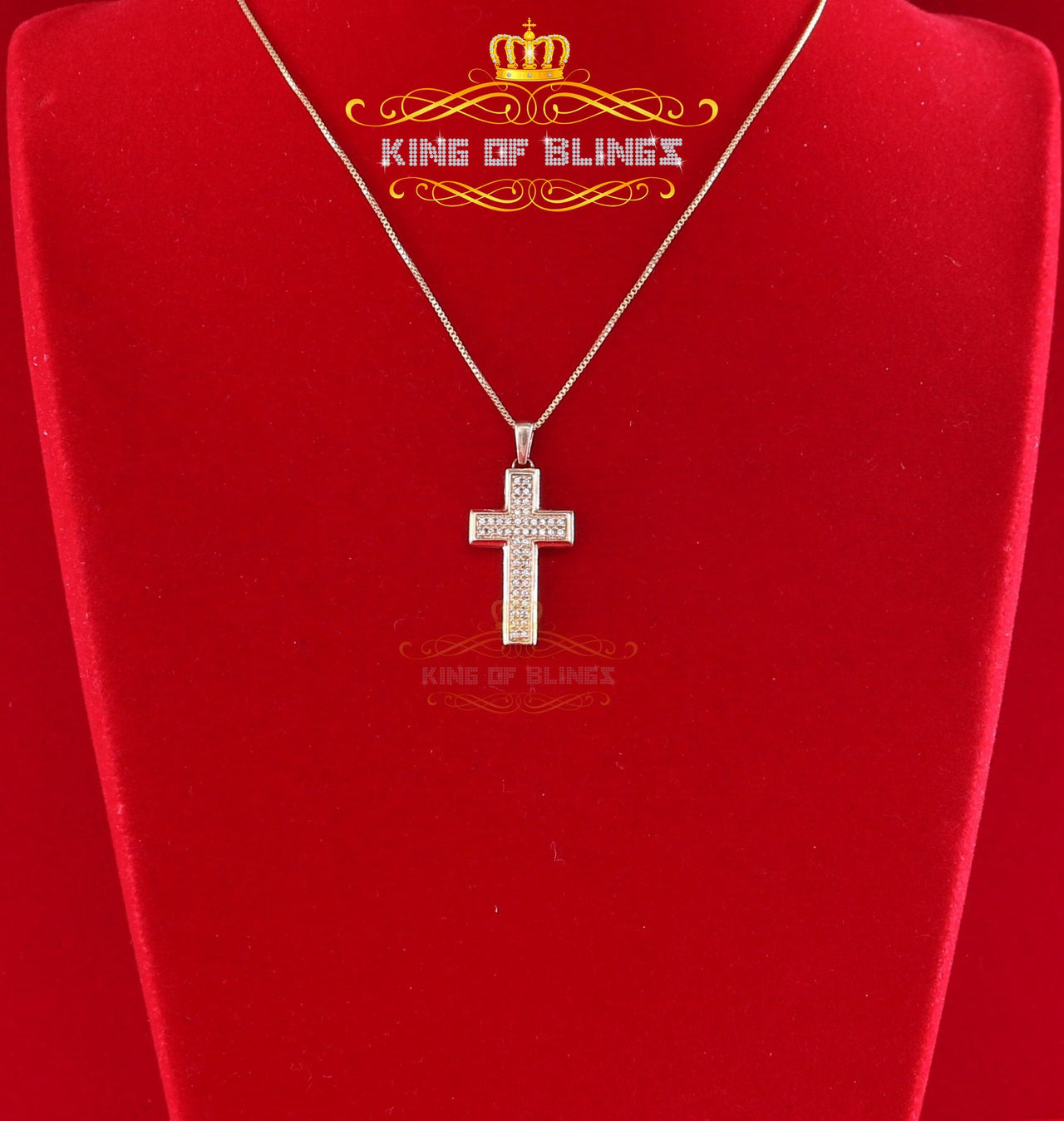 King Of Bling's King of Bling's Yellow Sterling Silver Cross Pendant with 0.48ct Cubic Zirconia