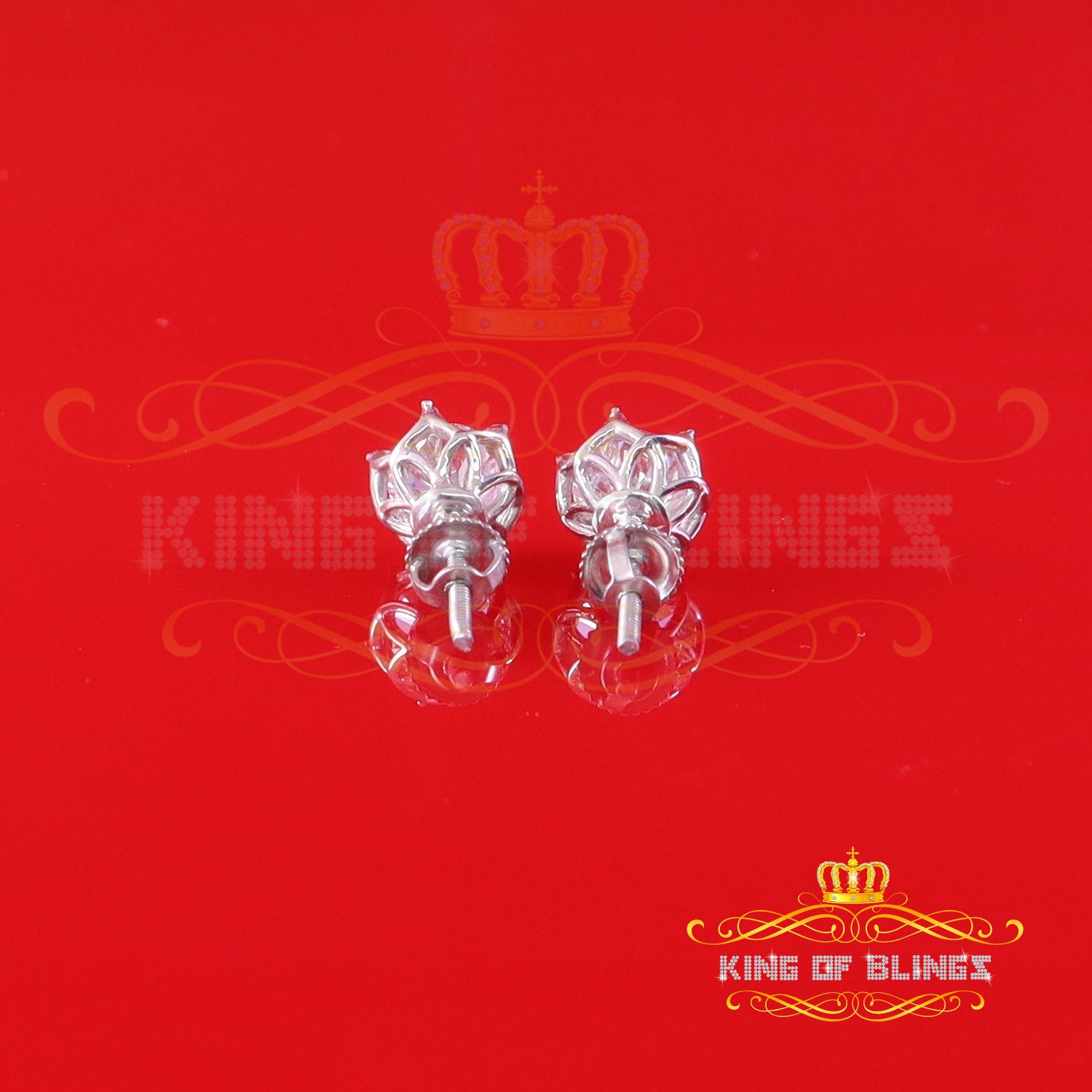 King of Bling's Men's/Womens 925 Silver White 1.50 ct VVS 'D' Moissanite Round Stud Earrings KING OF BLINGS