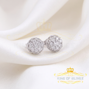 King Of Bling's 925 Sterling Silver White 0.07ct Diamond For Men's & Women's Floral Earrings KING OF BLINGS