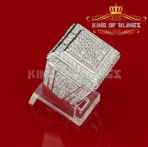 8.50ct Cubic Zirconia White Silver Square Men's Adjustable Ring SZ From 9 to 11 KING OF BLINGS