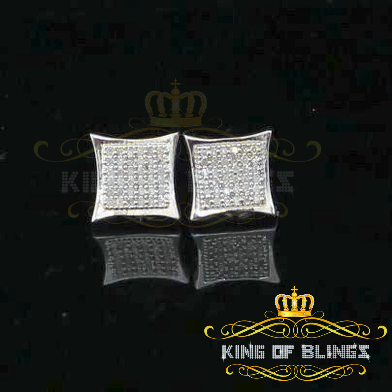 King Of Bling's Aretes Para Hombre 925 Silver 0.20ct Diamond Women's & Men's White Kite Earring