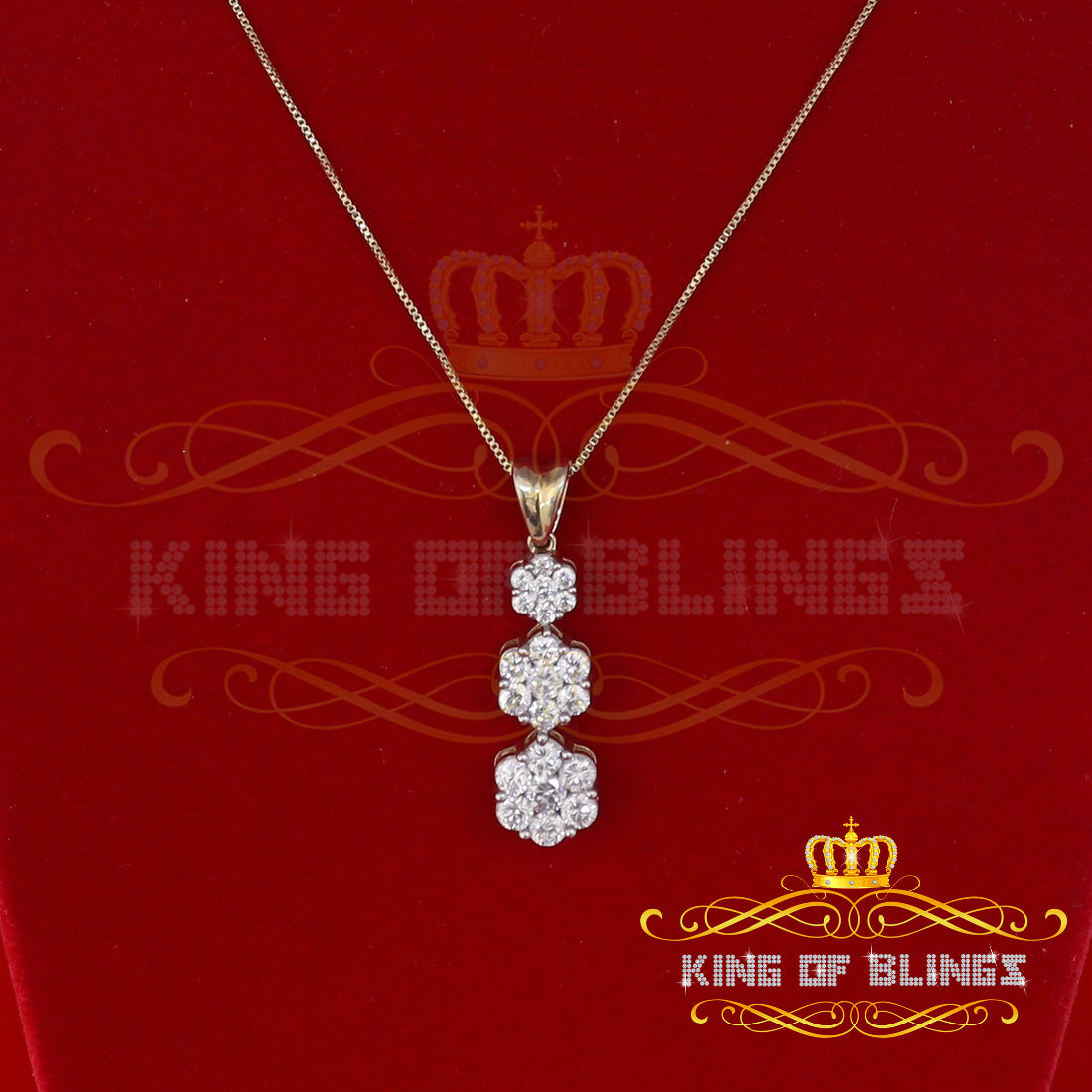 Yellow 925 past present future Sterling Silver Pendant 3.71ct Cubic Zirconia KING OF BLINGS