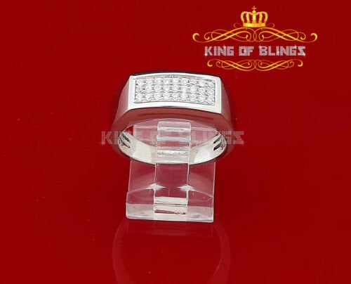 Sterling 0.80ct White Cubic Zirconia Silver Rectangle Fashion Men's Ring Size 9 KING OF BLINGS