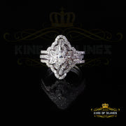 King Of Blings Fancy Ring W/ Guard in SZ7 for Women 925 White Silver 2.00ct VVS D Moissanite King of Blings