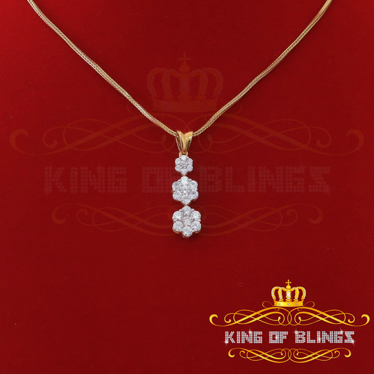 King Of Bling's Yellow 925 past present future Sterling Silver Pendant 3.71ct Cubic Zirconia