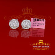 King of Blings- Aretes Para Hombre 925 White Silver 2.82ct Cubic Zirconia Round Women's Earrings KING OF BLINGS