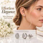 King Of Bling's 0.10ct Diamond 925 Sterling Silver White For Women's & Men's Round Stud Earring KING OF BLINGS