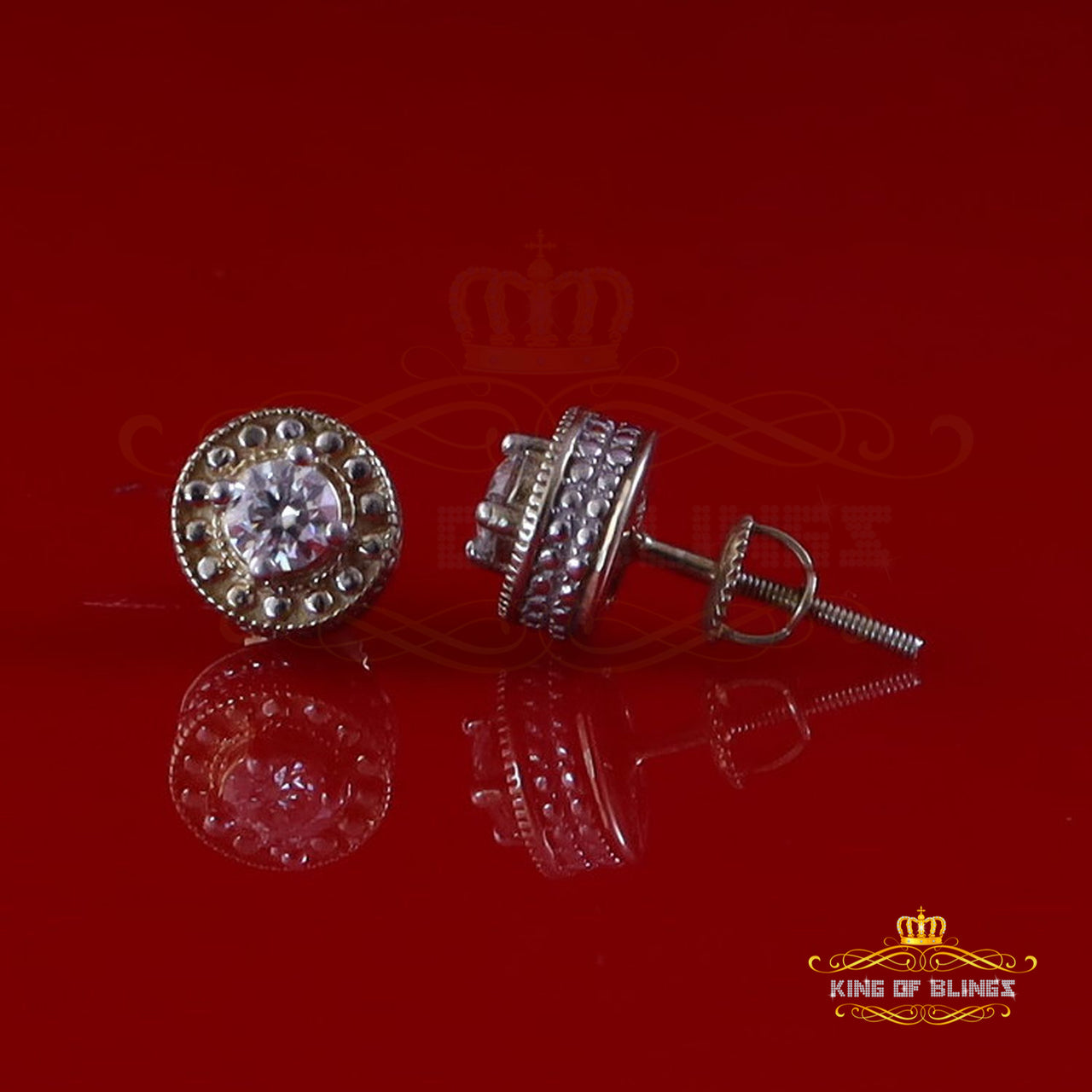 King of Bling's Men's/Womens 925 Silver Yellow 0.50ct VVS 'D' Moissanite Round Stud Earrings