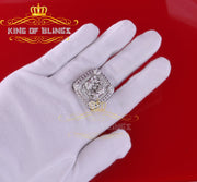 King Of Bling's925 Sterling White 2.18ct Cubic Zirconia Silver 2 Lion Men's Ring Size 10 KING OF BLINGS