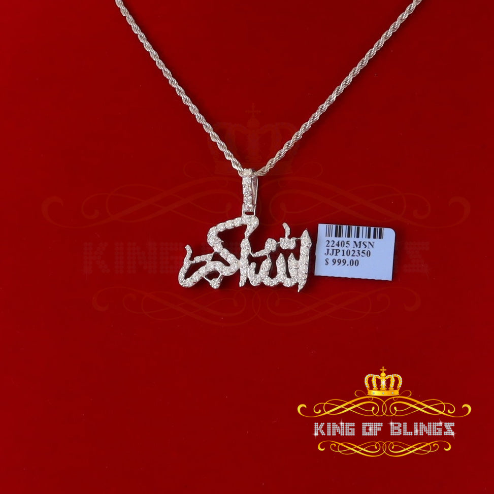 King Of Bling's White 925 Sterling Silver with Allah-hu-Akbar Pendant 5.70ct Moissanite KING OF BLINGS