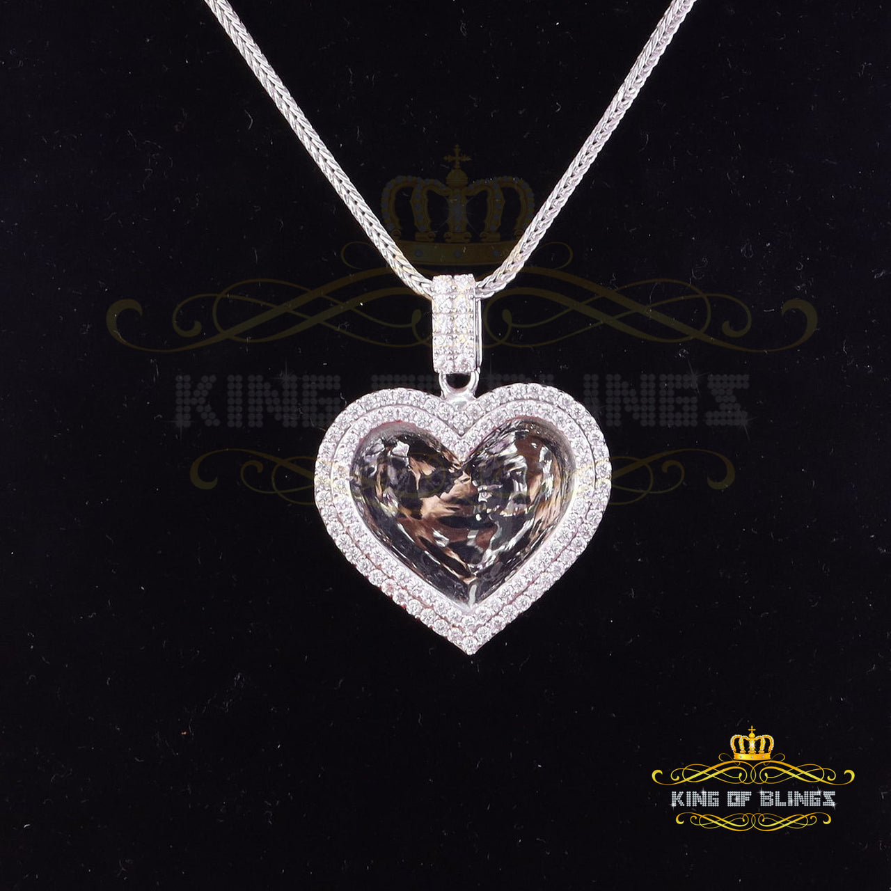 King Of Bling's Men's/Women's 925 White Sterling Silver3.00ct VVS D Clr.Moissanite Heart Pendant