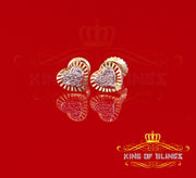 King of Blings-Aretes Para Hombre Heart 925 Yellow Silver 0.05ct Diamond Women & Men Earring KING OF BLINGS