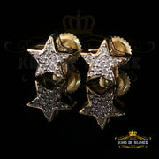 King of Bling's Hip Hop Yellow Silver Screw 0.22ct Cubic Zirconia Women's & Men's Star Earrings KING OF BLINGS