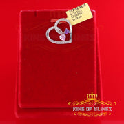 King Of Bling's Two Stones Pink Blue Heart Solitaire 0.1ct Silver Diamonds White Charm Pendant KING OF BLINGS