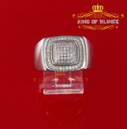 925 Sterling White Silver Rectangle 0.80ct Cubic Zirconia Men's Ring Size 10 KING OF BLINGS