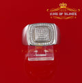 925 Sterling White Silver Rectangle 0.80ct Cubic Zirconia Men's Ring Size 10 KING OF BLINGS