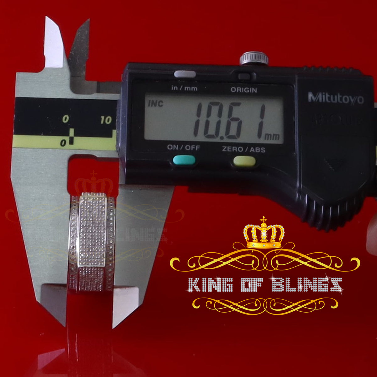 King Of Bling's Trendy Micro 0.33ct Real Diamond Men's 925 Silver White Band Style Ring Sz 10 KING OF BLINGS