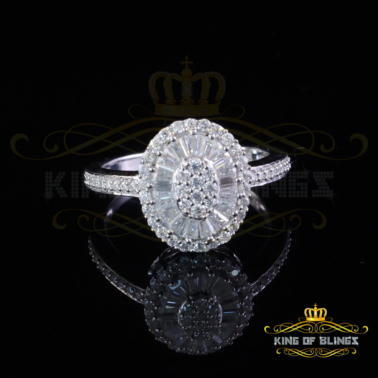 King of Bling's Men's/Womens 925 Silver White 1.00ct VVS 'D' Moissanite Oval Rings Size 7 King of Blings
